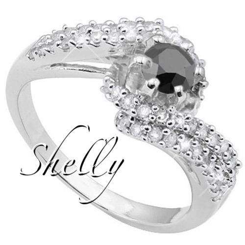 7/8 CARAT TW (55 PCS) GENUINE DIAMOND & BLACK DIAMOND RING **IN STOCK**