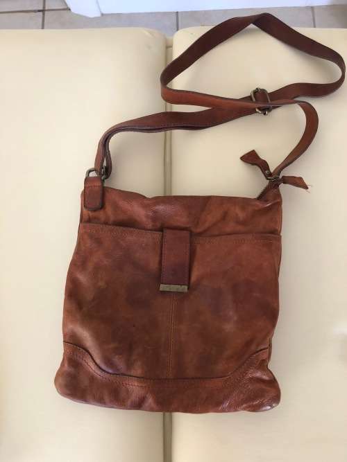 Buy beautiful tan genuine leather crossover handbag