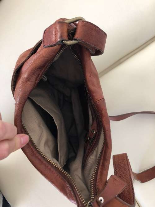 Buy beautiful tan genuine leather crossover handbag
