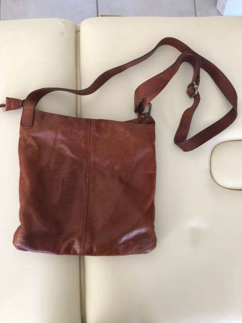 Buy beautiful tan genuine leather crossover handbag