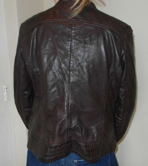 POLO Brown Genuine Leather Biker Jacket (Size: 32 / S / 8 )