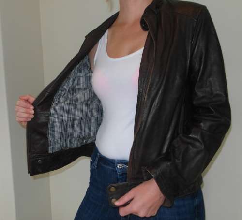 POLO Brown Genuine Leather Biker Jacket (Size: 32 / S / 8 )