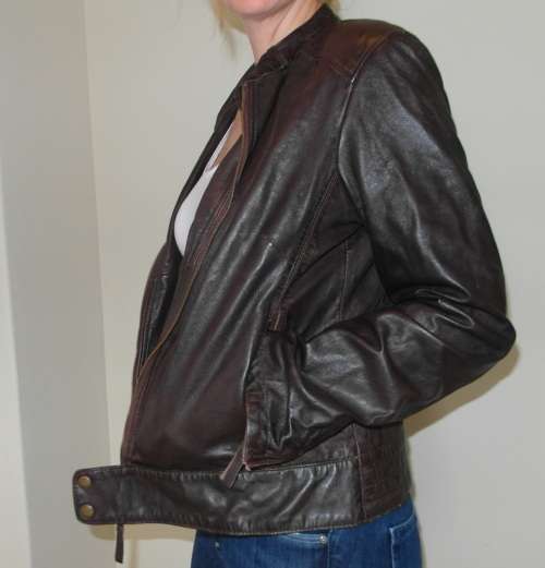 POLO Brown Genuine Leather Biker Jacket (Size: 32 / S / 8 )