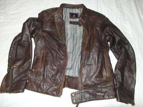 POLO Brown Genuine Leather Biker Jacket (Size: 32 / S / 8 )