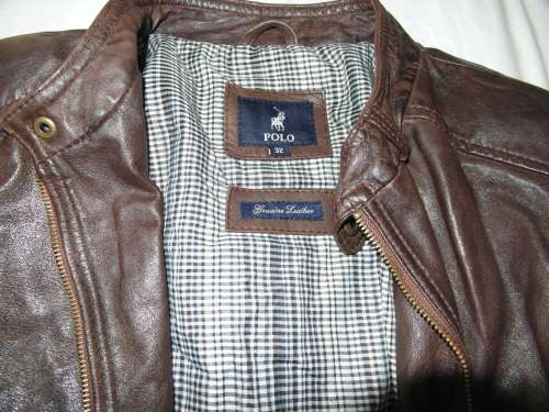 POLO Brown Genuine Leather Biker Jacket (Size: 32 / S / 8 )