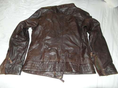 POLO Brown Genuine Leather Biker Jacket (Size: 32 / S / 8 )