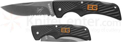 Gerber 31-000752 Bear Grylls Folding Sheath Knife 3.6" Combo Blade, Rubber Grip Handles