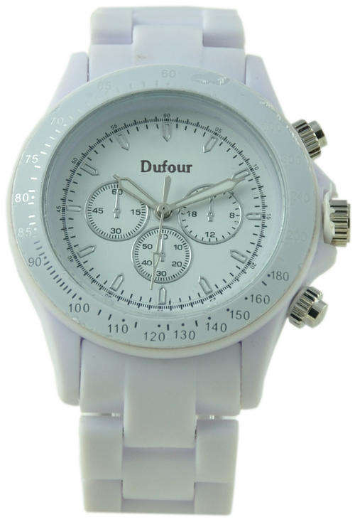 Dufour White Silicone Watch with Plastic Detail