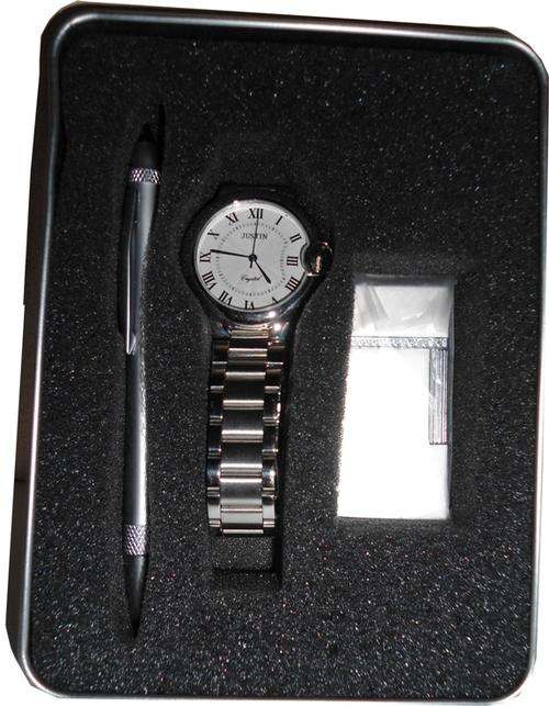 Men's Watch Gift Set including Pen/ stylus and Lighter