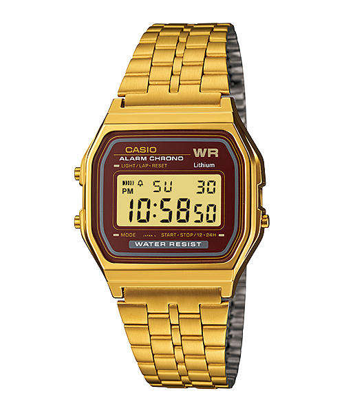 Casio Digital Alarm Metal Band Vintage Watch A159WGEA-5D