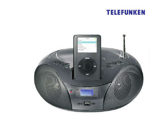 Telefunken Portable CD Boombox + USB + iPod Docking Station in Black and White