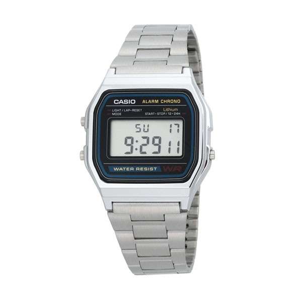 Casio A158WA-1Q Casio Silver & Black Digital Watch
