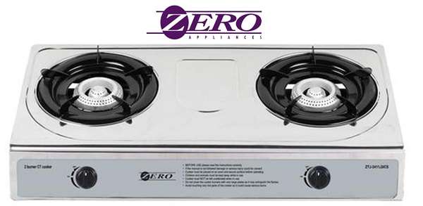 Zero Appliances Stainless Steel 2 Burner Gas Cooker
