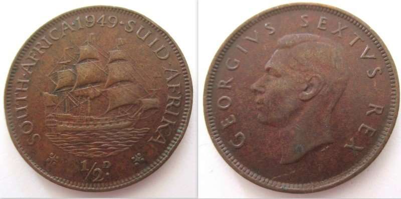 A 1949 SOUTH AFRICAN HALF PENNY