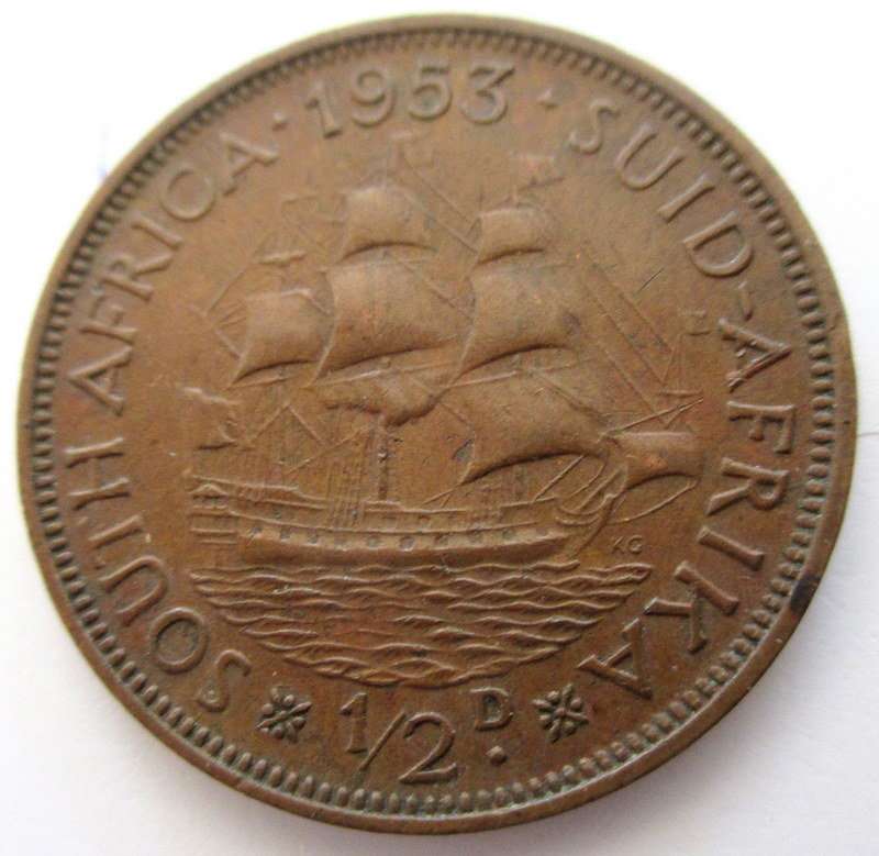 A 1953 SOUTH AFRICAN  HALF PENNY