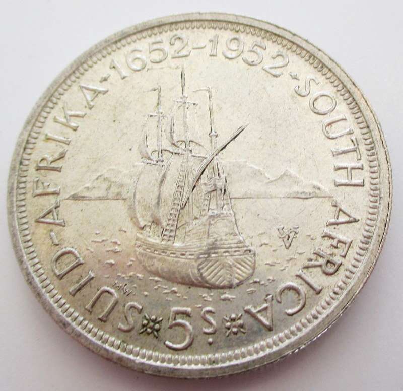 A 1952 SOUTH AFRICAN FIVE SHILLING