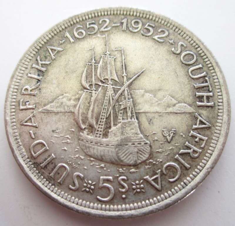 A 1952 SOUTH AFRICAN FIVE SHILLING