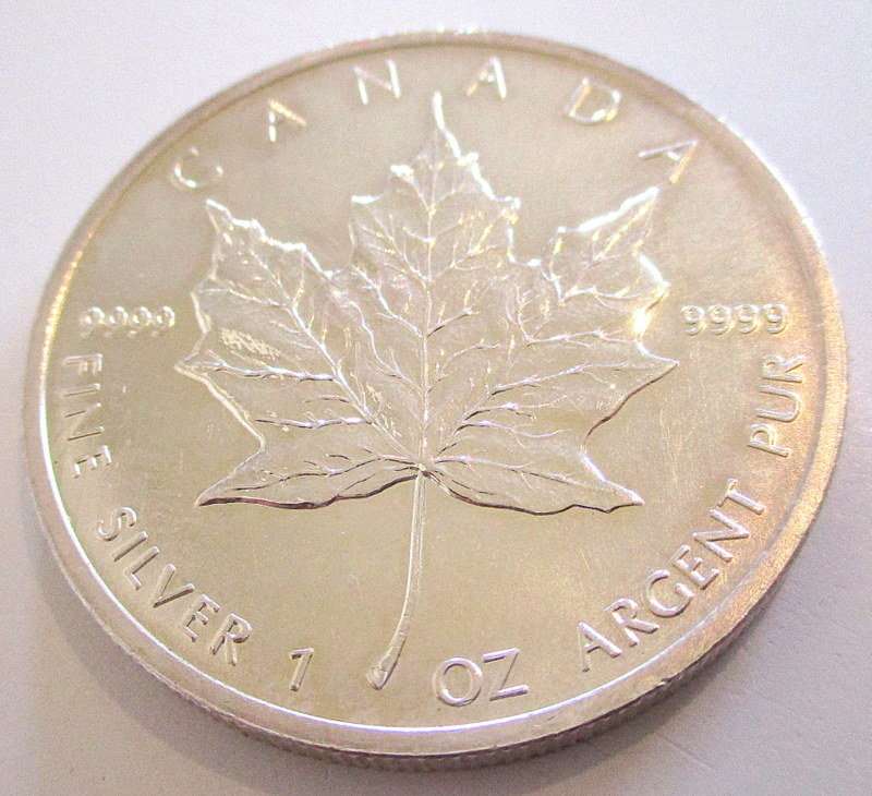 A CANADIAN FINE 1 OZ  5 DOLLAR 2013 --,999 SILVER PURITY--In an unsealed capsule