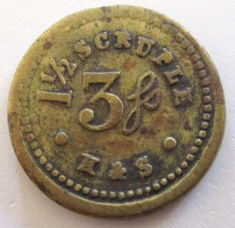 Half 1/2 Scruple HT RARE Apothecary Weight Coin Antique Collector Piece