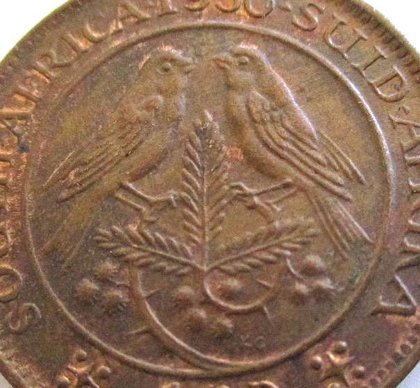 A 1950 SOUTH AFRICAN QUARTER PENNY-NATURAL PATINA