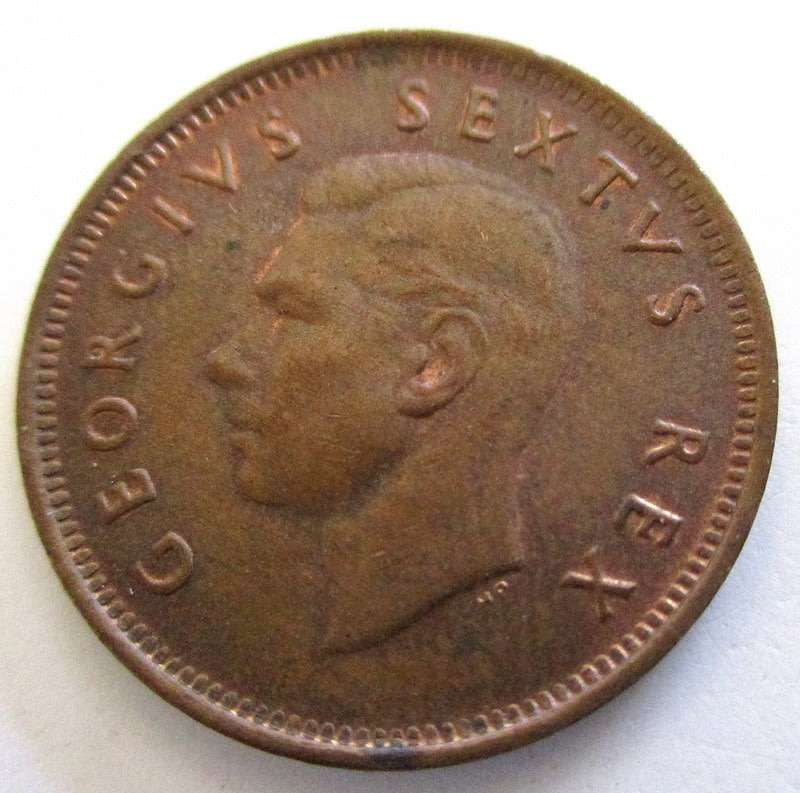 A 1950 SOUTH AFRICAN QUARTER PENNY-NATURAL PATINA