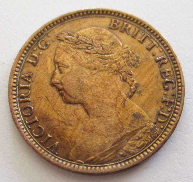 1891 BRITISH FARTHING---EF--UNC--Natural toning
