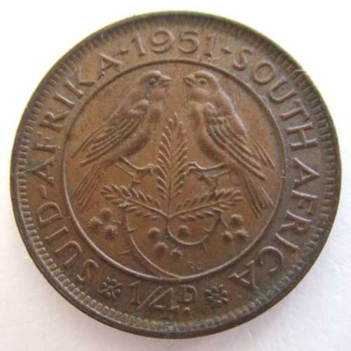 1951 SOUTH AFRICAN QUARTER PENNY--GOOD DETAIL