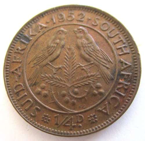 1952 SOUTH AFRICAN QUARTER PENNY--GOOD DETAIL