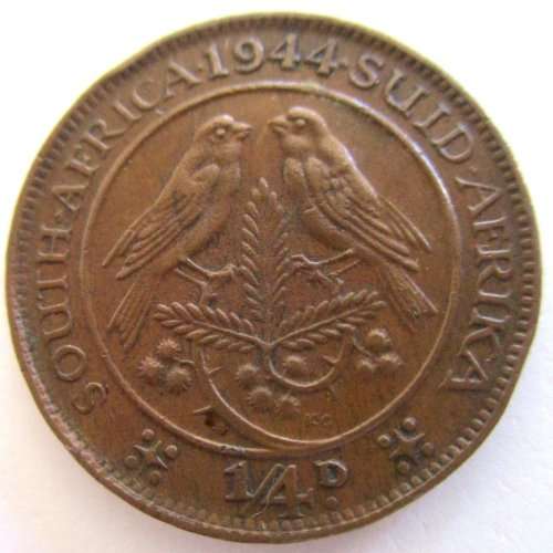 1944 SOUTH AFRICAN QUARTER PENNY--GOOD DETAIL