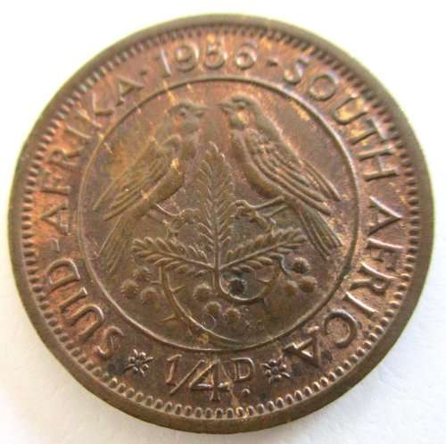 1956 SOUTH AFRICAN QUARTER PENNY---GOOD DETAIL