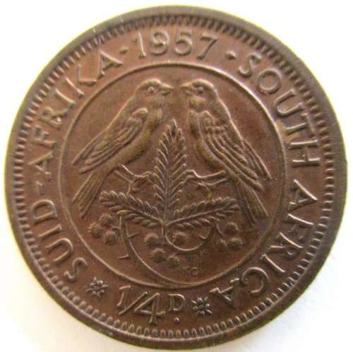1957 SOUTH AFRICAN QUARTER PENNY---XF-GOOD DETAIL