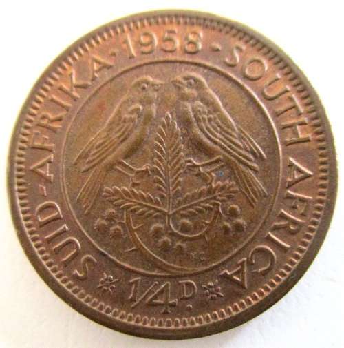 1958 SOUTH AFRICAN QUARTER PENNY---XF-UNC-EXCELLENT  DETAIL