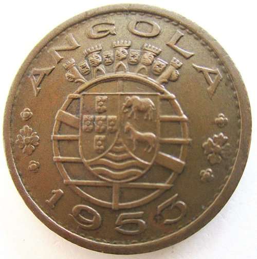 A 1927 ANGOLA 50 CENTAVOS AND 2 X1 ESCUDO 1953 and 1956