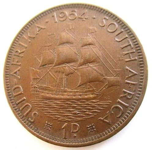 1954 SOUTH AFRICAN  PENNY---GOOD  DETAIL
