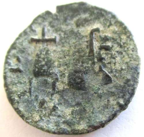AN AUTHENTIC ANCIENT COIN--UNIDENTIFIED--MAY BE CRUSADERS ERA