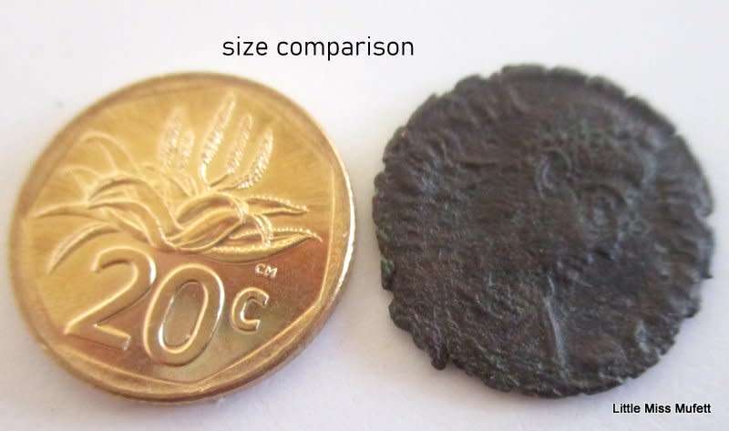 AN ANCIENT COIN ROUND 353AD--OVER 1600 YEARS OLD