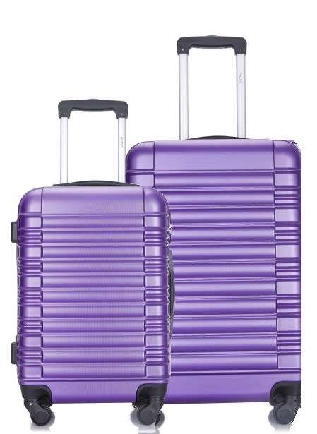 2 Piece Trolley ABS Hard Luggage Bag Set - Purple