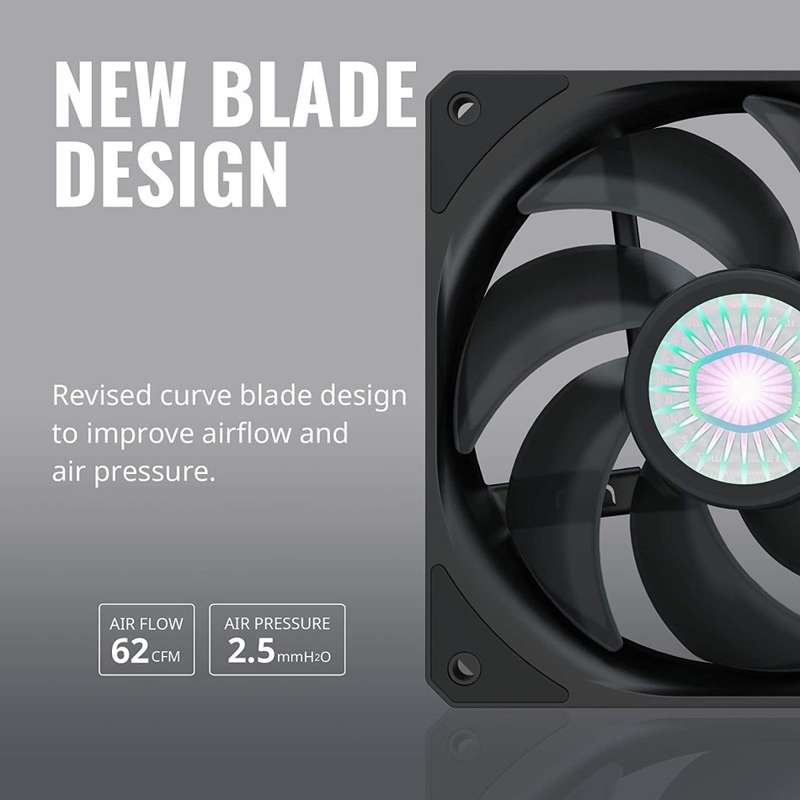 Cooler Master SickleFlow 120 V2 All-Black 120mm Square Frame Fan with Air Balance Curve(Second hand)
