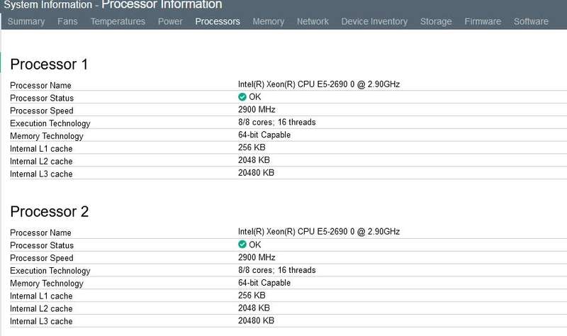 HP Proliant DL380P Gen8 Server | 2x Intel Xeon E5-2690 @ 2.90 GHz 8x Cores 16x Threads | 256GB