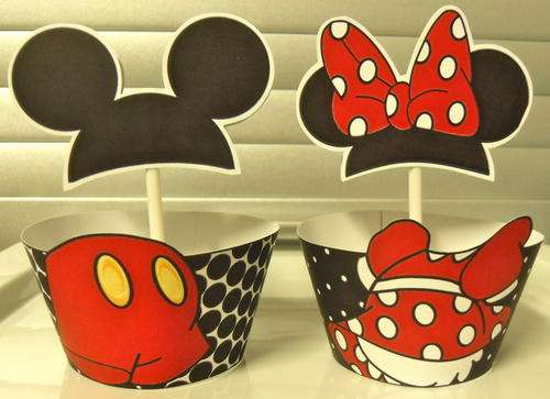 Cupcake decor wrapper and topper - mickey & minnie (8)