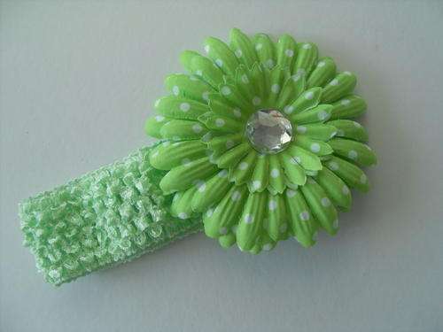 Baby Headband Green Polka dot