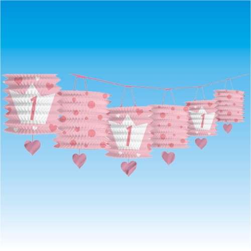 Paper lantern garland - pink 1st bday