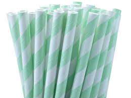 Paper straws 25 - mint stripe