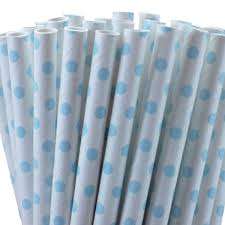 ***SALE*** Paper straws 25 - light blue dot