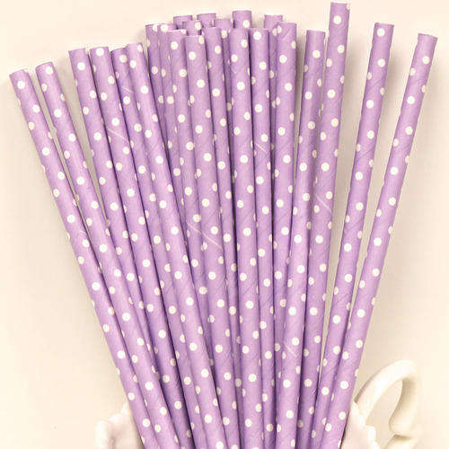 ***SALE*** Paper straws 25 - lilac white dot