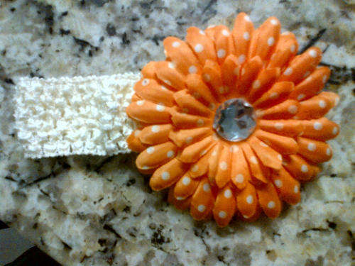 Baby Headband Orange polka dot