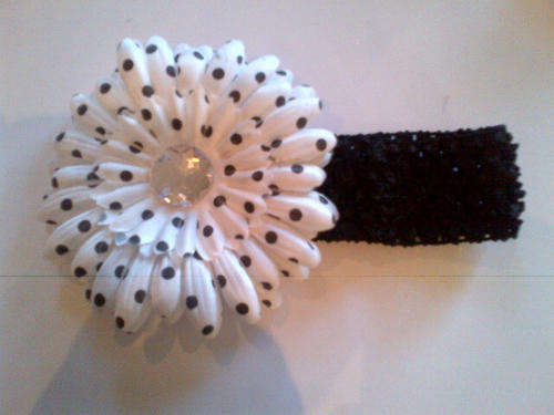 Baby Headband black white dot