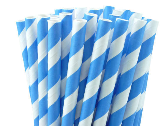 ***SALE*** Paper straws 25 - blue/white stripe