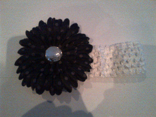 ***SALE*** Baby Headband white/black polka dot