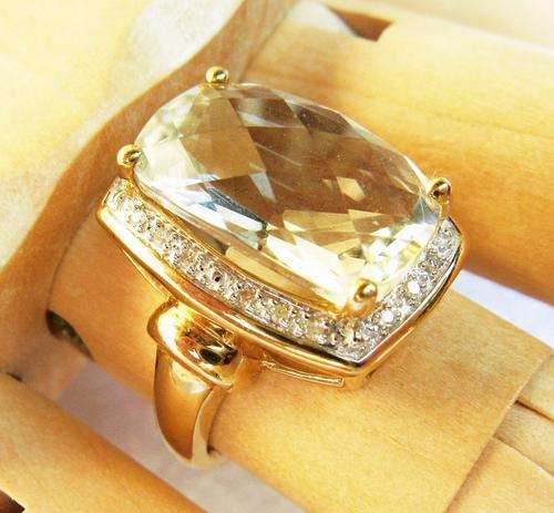 ***R28500 - HEAVY!!!***UK HALLMARKED 9CT YELLOW GOLD GREEN AMETHYST & DIAMOND RING SIZE L